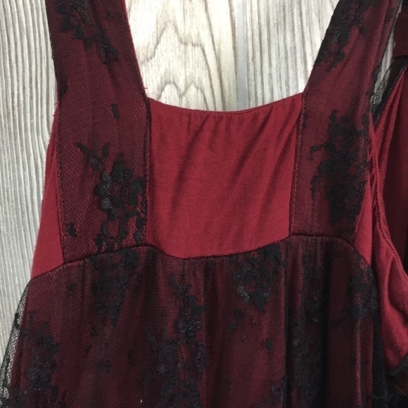 Y2K 𝅺Charlotte Russe Black & Red Sheer Layered Tank Large Juniors - Picture 7 of 9